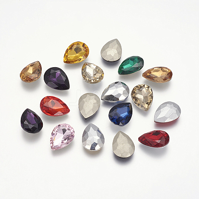 Glass Pointed Back Rhinestone Cabochons RGLA-A008-13x18mm-M-1