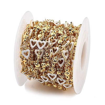 Brass Heart Link Chains KK-D368-03G-D-1