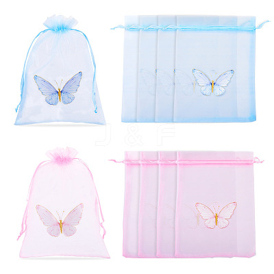 20Pcs 2 Colors Organza Drawstring Bags OP-TA0001-10-1