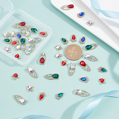 40Pcs 10 Style Alloy Rhinestone Cabochons ALRI-GA0001-01-1
