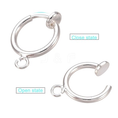 Brass Clip-on Hoop Earring Findings X-KK-P102-01S-1