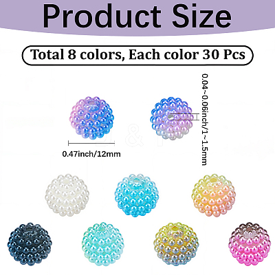 240Pcs 8 Colors Imitation Pearl Acrylic Beads OACR-PA0001-62-1