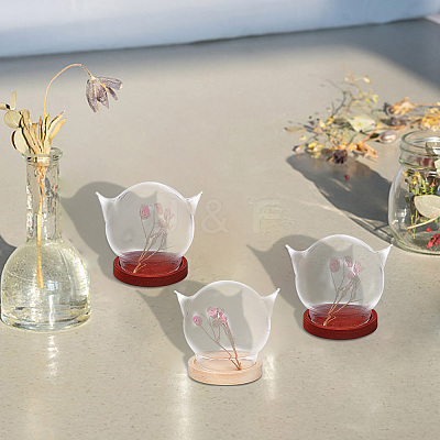 6 Sets 2 Colors Cat's Head Glass Dome Cover AJEW-DR0001-07-1