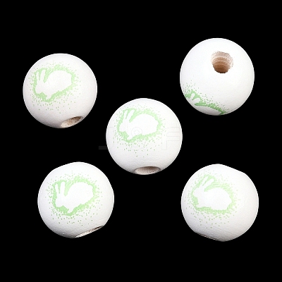 Printed Wood European Beads WOOD-G029-03B-1
