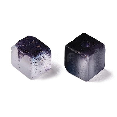 Frosted Glass Beads with Golden Glitter Powder DGLA-NH001-6mm-01B-1