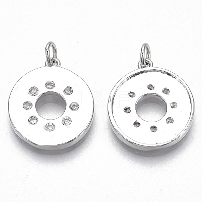 Brass Micro Pave Clear Cubic Zirconia Pendants KK-S356-009P-NF-1