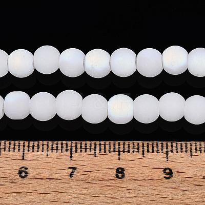 Frosted Imitation Jade Glass Beads Strands GLAA-T032-J6mm-MBB01-1