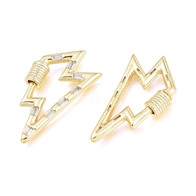 Brass Micro Pave Clear Cubic Zirconia Screw Carabiner Lock Charms ZIRC-L076-061G-1