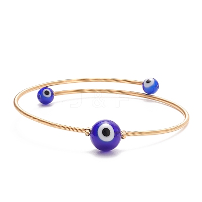 Lampwork Round with Evil Eye Beaded Cuff Bangle BJEW-JB08333-03-1