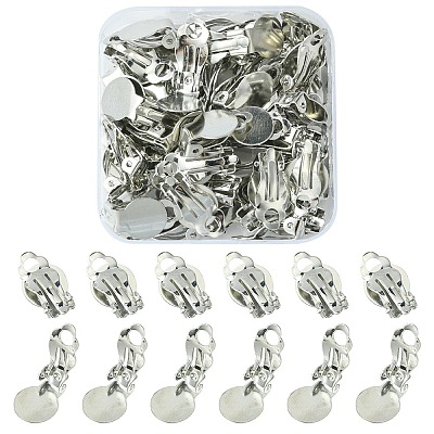 50Pcs Iron Clip-on Earring Settings IFIN-YW0003-03-1