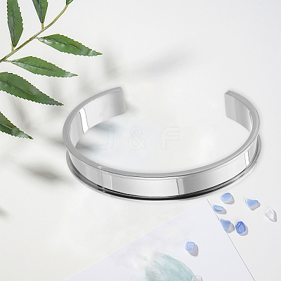 1Pc 304 Stainless Steel Grooved Cuff Bangles BJEW-SC0001-74P-1