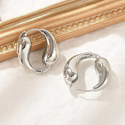 Brass Hoop Earrings for Women EJEW-U041-09P-1