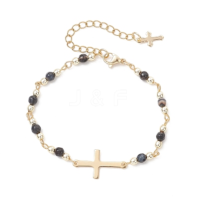 304 Stainless Steel Tiny Cross Link Bracelets BJEW-JB13244-03-1