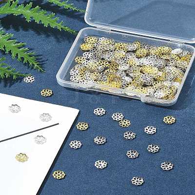 300Pcs 3 Styles Brass Bead Caps IFIN-FS0001-43-1