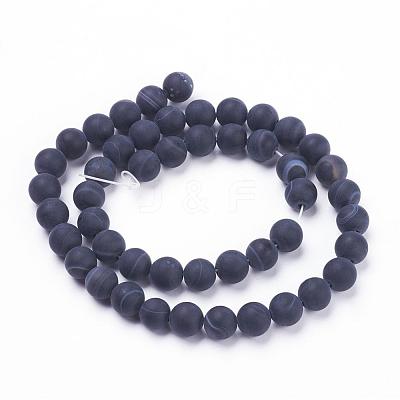 Natural Dyed & Heated Black Striped Agate/Banded Agate Beads Strands G-F520-50-6mm-1