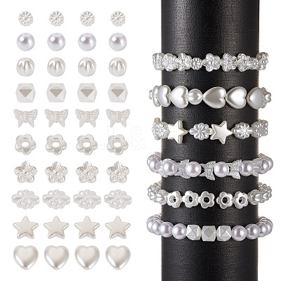 500Pcs 10 Style ABS Plastic Imitation Pearl Beads KY-BY0001-02-1