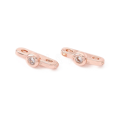 Rack Plating Brass Pave Clear Cubic Zirconia Connector Charms KK-G433-04RG-1