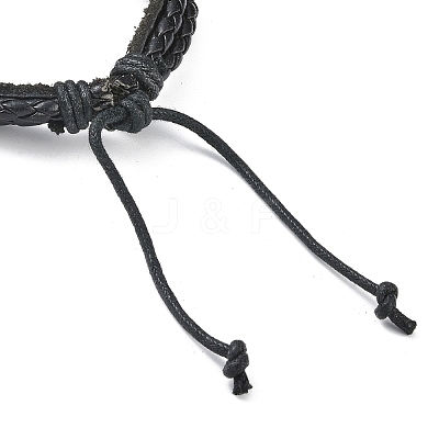 PU Leather & Waxed Cords Triple Layer Multi-strand Bracelets BJEW-G709-07-1