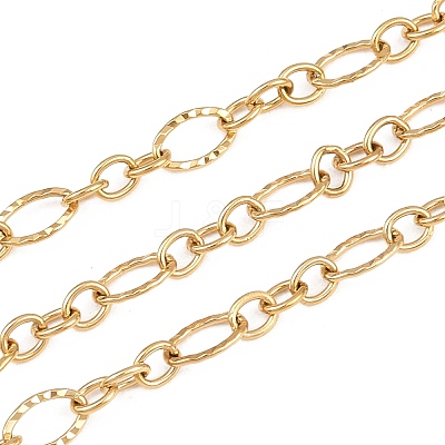 304 Stainless Steel Textured Oval Link Chains CHS-P028-12G-1