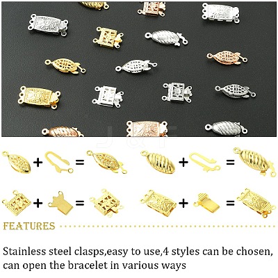 16Sets 16 Styles 304 Stainless Steel Box Clasps STAS-YW0003-04-1