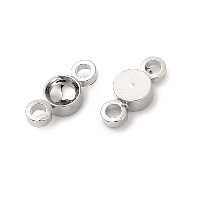 Flat Round Brass Rhinestone Connecter Settings KK-P340-06A-P-1