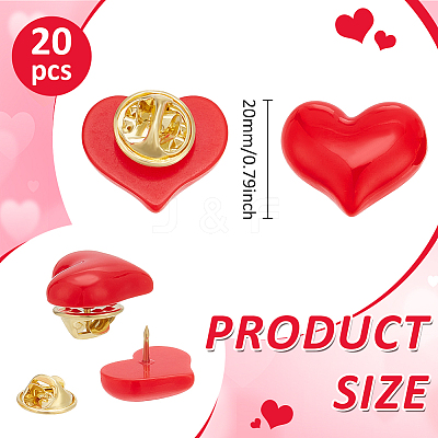 20Pcs Resin Heart Badge for Backpack Clothes HEAR-PH0001-02A-1