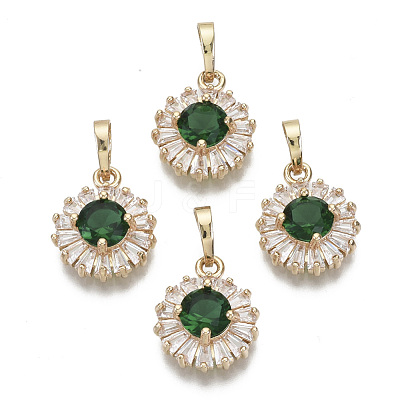 Brass Micro Cubic Zirconia Charms X-KK-N235-032D-1