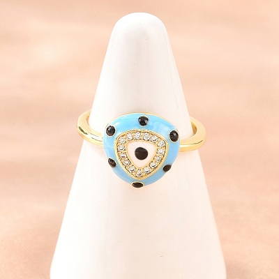 Brass Micro Pave Cubic Zirconia Cuff Open Rings for Women RJEW-K264-16G-1