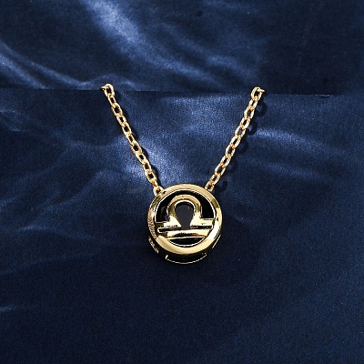 Brass Pave Cubic Zirconia Birth Stone Constellation Pendant Cable Chain Necklaces LS-NJEW-D334-01G-10-1