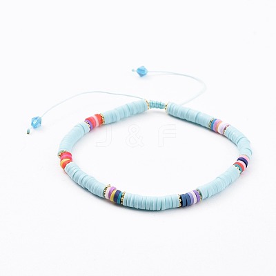 Adjustable Handmade Polymer Clay Braided Bead Bracelets BJEW-JB04640-M-1