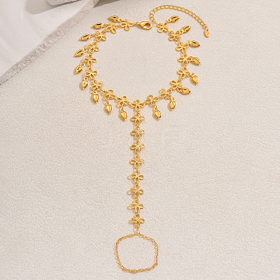 Brass Hollow Flower Tassel Anklets with Toe Chains for Women's Summer Dress OQ1163-1