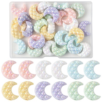 30Pcs 6 Colors UV Plating Opaque Acrylic Beads OACR-YW0004-66-1