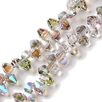Half Rainbow Plated Electroplate Beads Strands EGLA-H104-07A-HR03-1