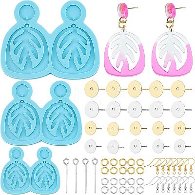 DIY Leaf Dangle Stud Earrings Silicone Molds DIY-OC0003-96-1