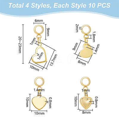 40Pcs 4 Styles 304 Stainless Steel European Dangle Charms PALLOY-UN00005-1