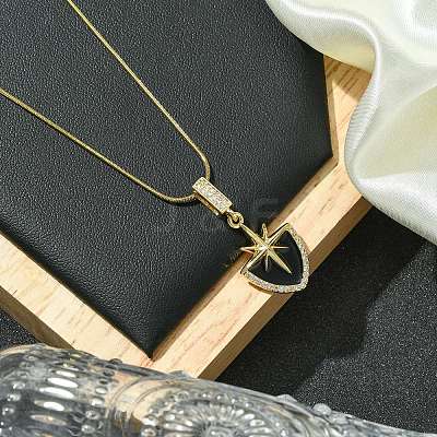 304 Stainless Steel & Rhinestone & Enamel Pendant Necklaces for Women NJEW-G157-03G-1