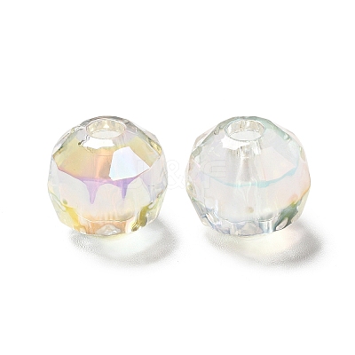 UV Plating Rainbow Iridescent Transparent Acrylic Beads OACR-A014-A01-1
