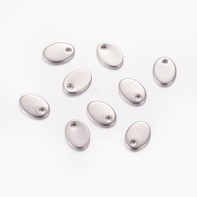 Tarnish Resistant Original Color Flat Oval Stamping Blank Tag Charms 201 Stainless Steel Pendants X-STAS-Q064-1