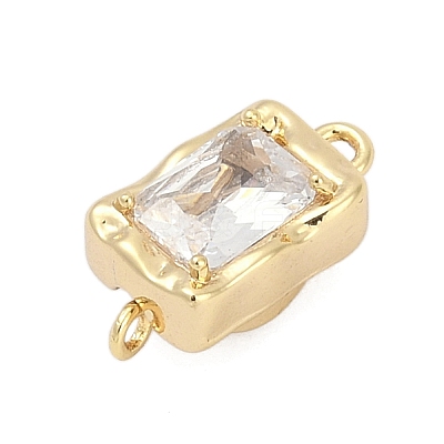 Brass Micro Pave Clear Cubic Zirconia Box Clasps KK-P291-40G-1