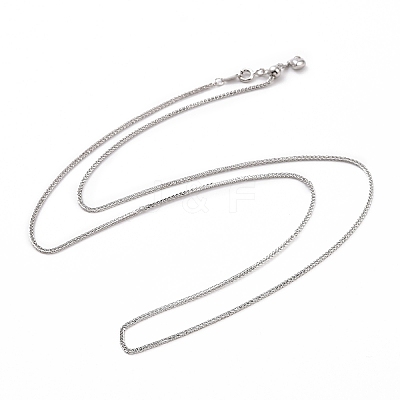 Anti-Tarnish Rhodium Plated 925 Sterling Silver Wheat Chains Necklace for Women STER-I021-02A-P-1