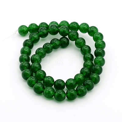Dyed Natural White Jade Round Bead Strands G-J285-18-1