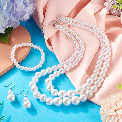 ABS Plastic Imitation Pearl Beads Jewelry Set SJEW-TAC00004-1