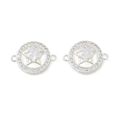 Brass Micro Pave Clear Cubic Zirconia Connector Charms CU-CBA3F77-09S-1