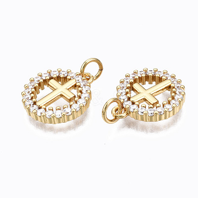 Brass Micro Pave Clear Cubic Zirconia Pendants ZIRC-N039-140-NF-1