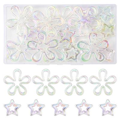 20Pcs 2 Styles Plated UV Acrylic Beads TACR-FS0001-61-1