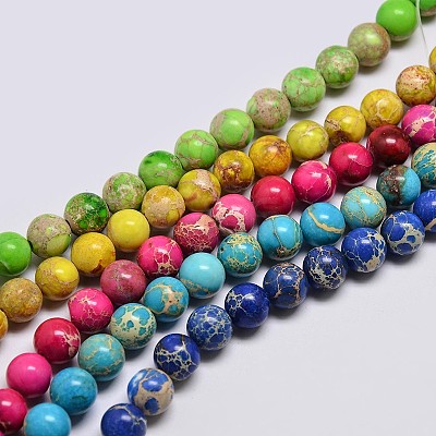 Natural Imperial Jasper Beads Strands G-I122-6mm-M-1