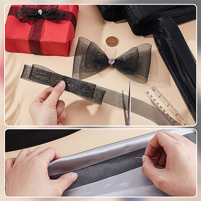 3 Rolls 3 Styles Elastic Polyester Deco Mesh Ribbons DIY-NB0013-55A-1