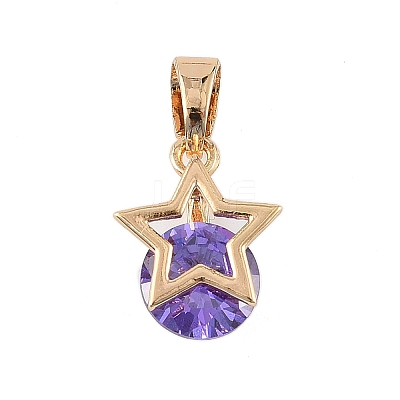 Brass Micro Pave Cubic Zirconia Pendants KK-E795-03KCG-01-1