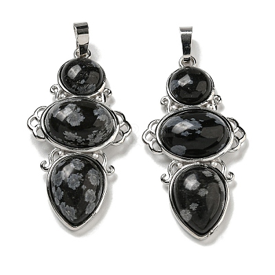 Natural Snowflake Obsidian Pendants G-Q158-04C-1