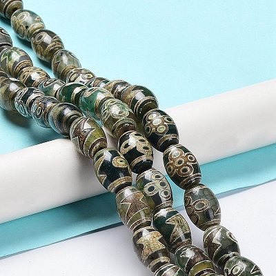Tibetan Style dZi Beads Strands TDZI-E005-01J-1